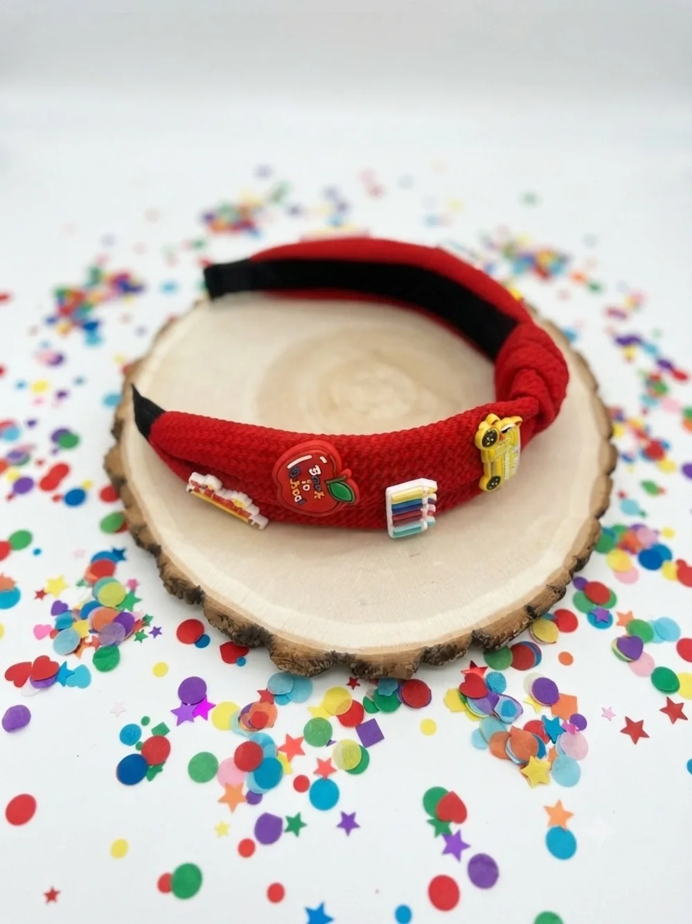 Handmade Red Back to School Knotted Headband Teacher Student Hair Accessory